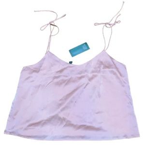 Wild Fable silky pink crop camisole with skinny bowtie straps